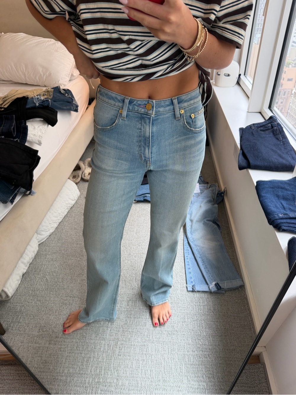 TU ESMON TRESOR Light Wash Straight-Leg Women’s Jeans - Light Blue